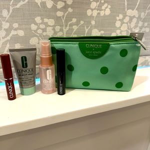 NIB Clinique x Kate Spade Makeup bag and sample set